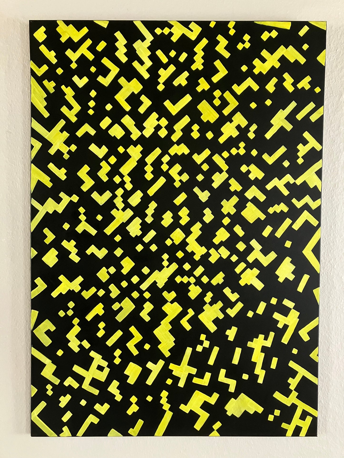 Martian Circuit #1 - yellow black texture composition 70 cm x 100 cm