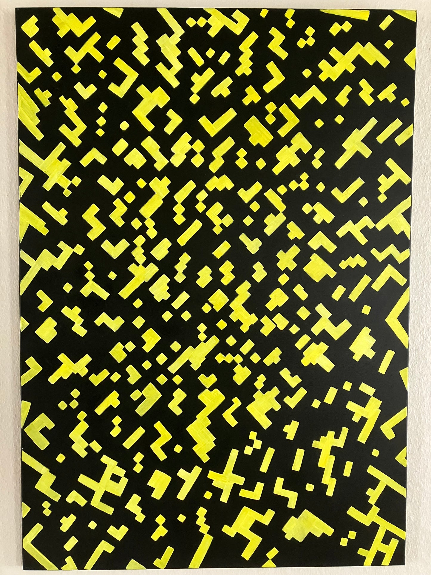Martian Circuit #1 - yellow black texture composition 70 cm x 100 cm