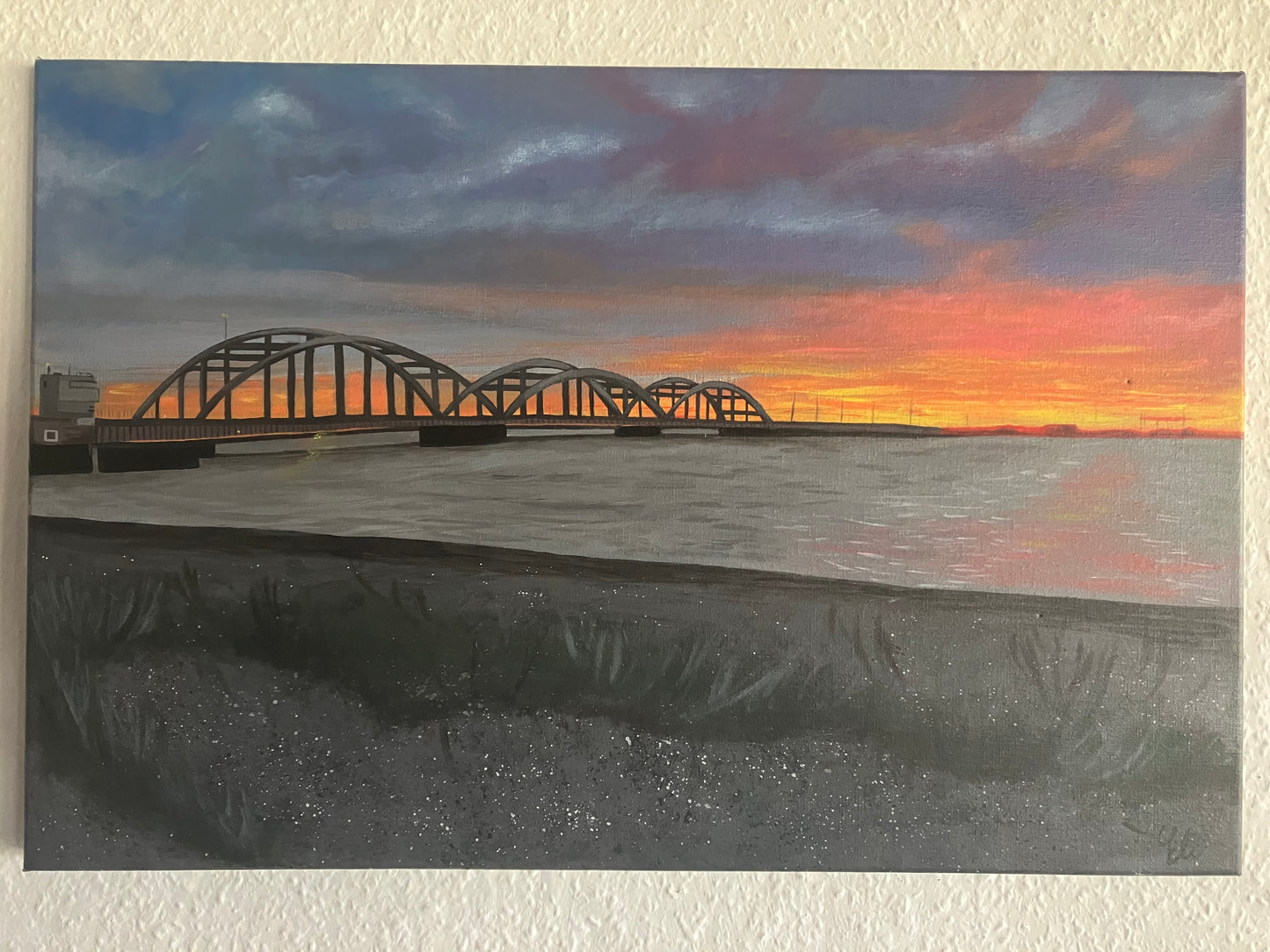 Sunrises over Thyholm Oddesundbroen 40x60 cm