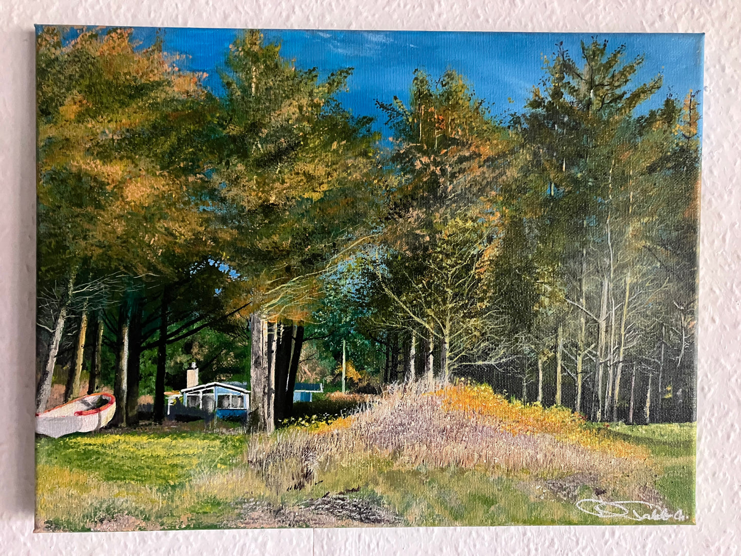 Sommer house in Oddesund Nord- Søvej Thyholm 40x30 cm on Acrylic