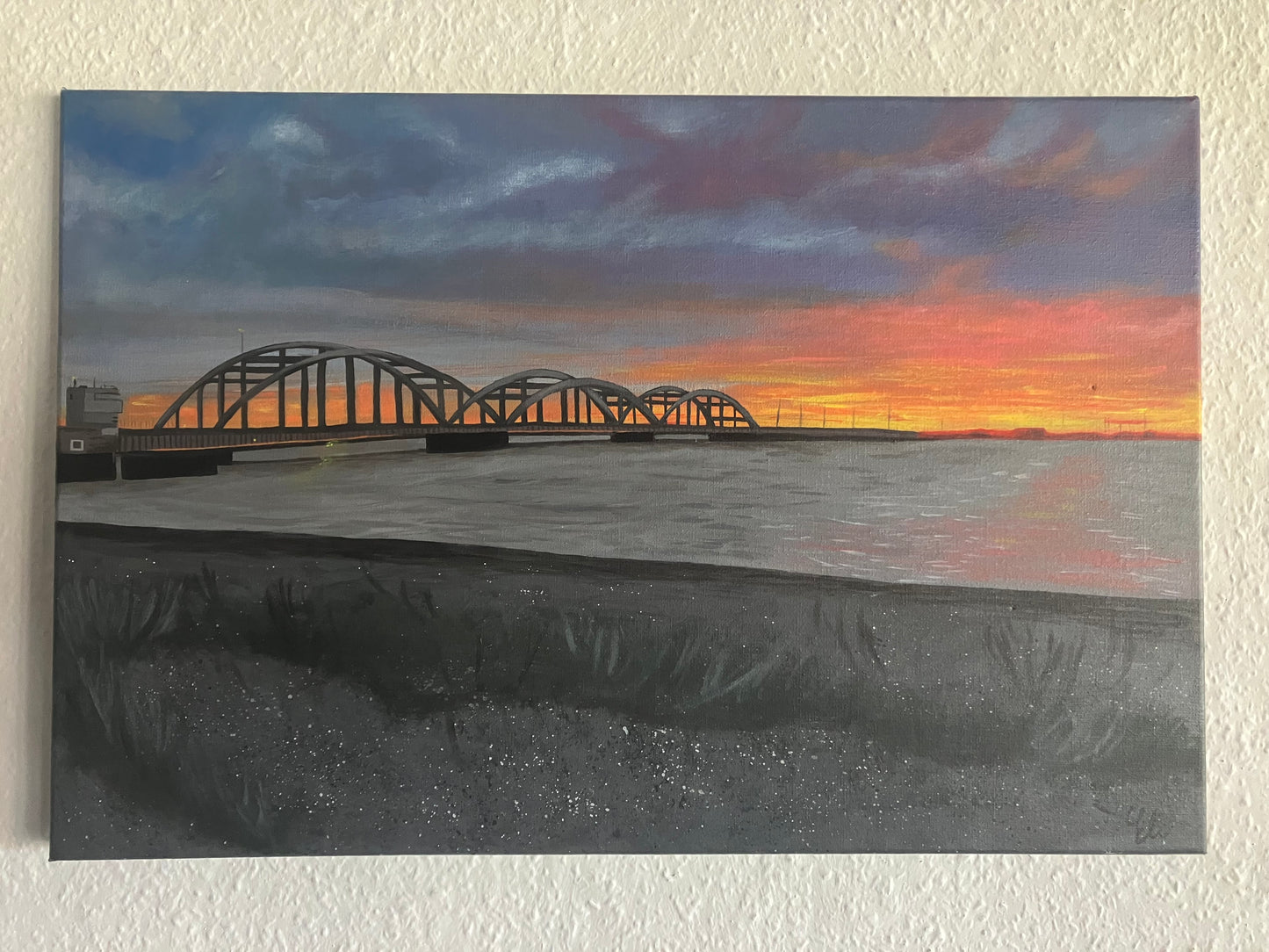 Sunrises over Thyholm Oddesundbroen 40x60 cm