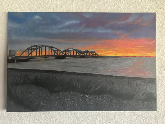 Thyholm-Sunrises over Thyholm Oddesundbroen 40x60 cm