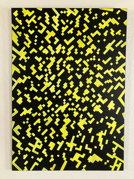 Martian Circuit #1  - yellow black texture composition 70 cm x 100 cm
