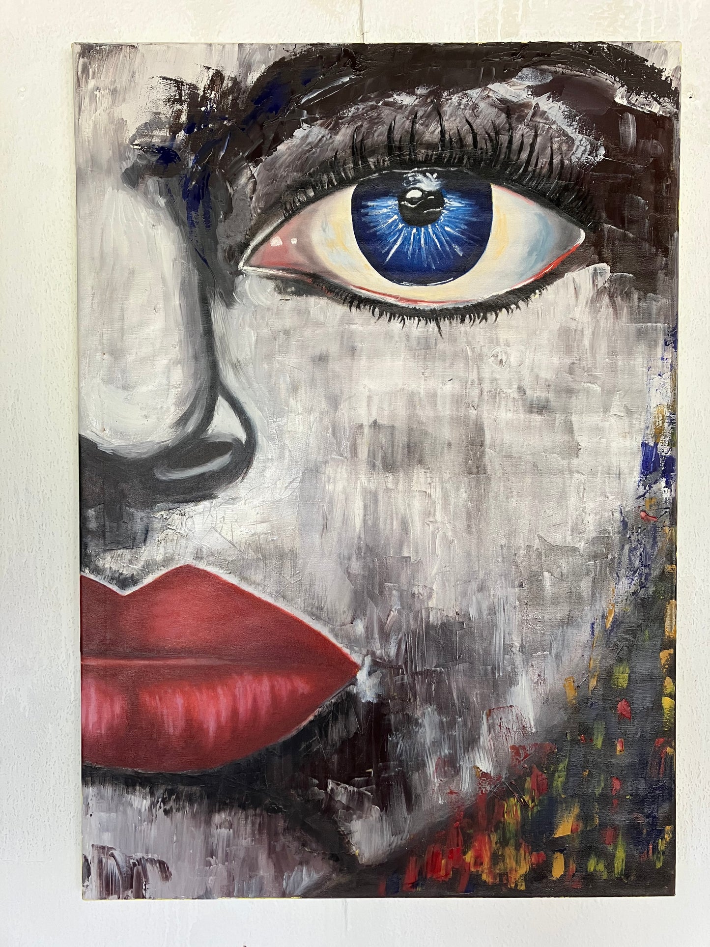 Red lips - oil painting- 100cm x 70cm