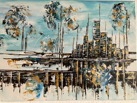 New York City Port - Abstract 70x50 cm