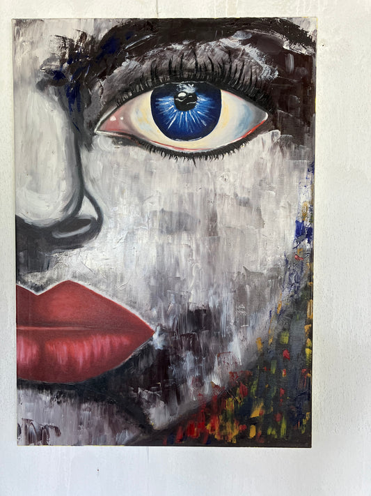 Red lips - oil painting- 100cm x 70cm