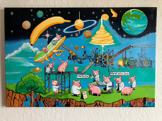 Pigs in Wonderland -Paycheck Day  -  60 cm x 40 cm
