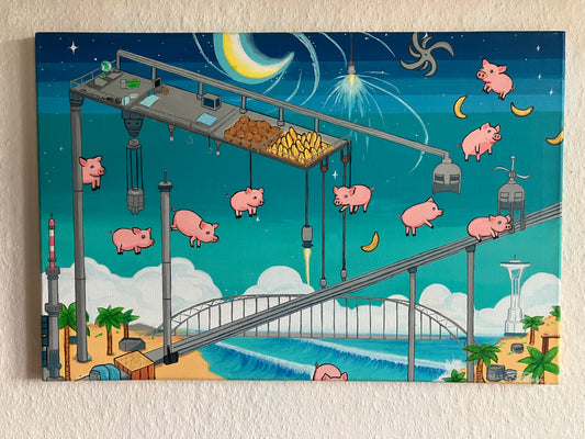Pigs in Wonderland -Levitate- 60 cm x 40 cm