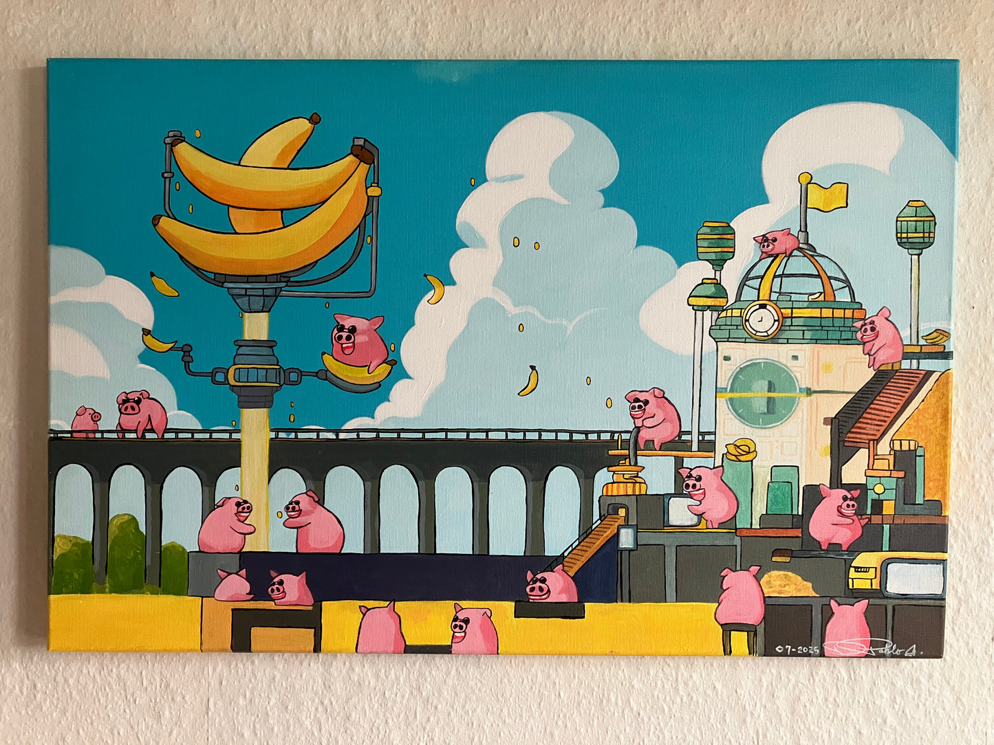Pigs in Wonderland -La Banana Resto -  60 cm x 40 cm