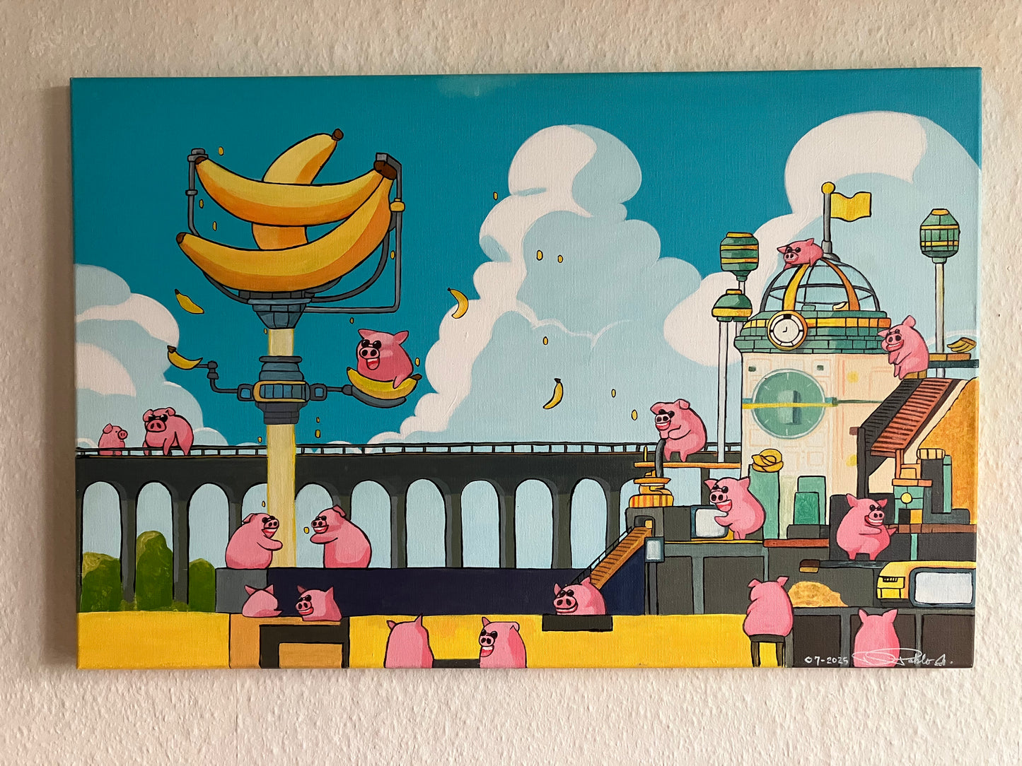Pigs in Wonderland -La Banana Resto -  60 cm x 40 cm