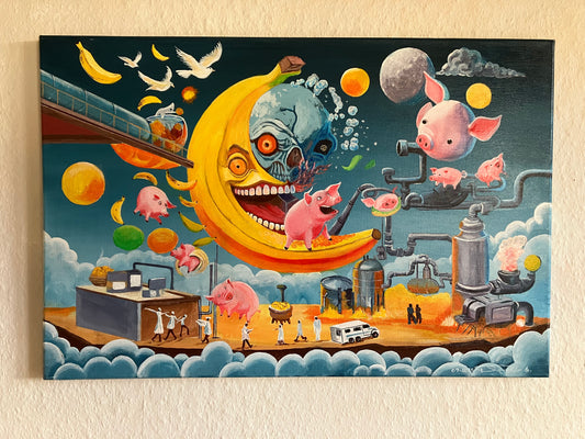 Pigs in Wonderland 
-Banana Madness - 60 cm x 40 cm