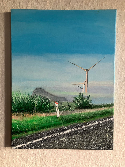 Vindmølle På Landevej #1                 30 cm x 40 cm